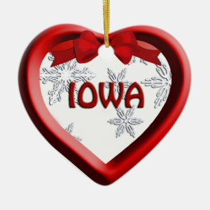 Iowa Snowflake Heart Christmas Ornament