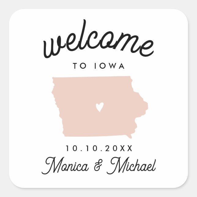 IOWA State Destination Wedding ANY COLOR   Square Sticker (Front)