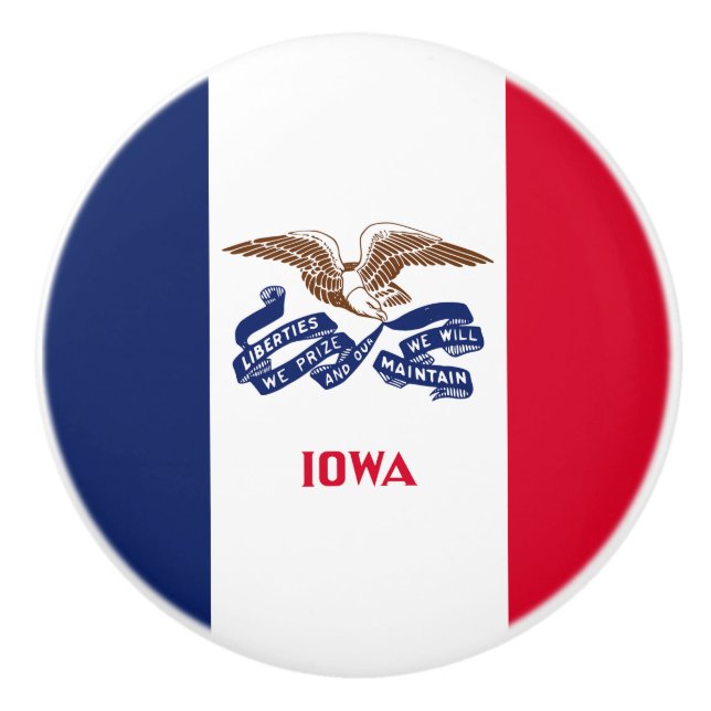 Iowa State Flag Ceramic Knob (Front)