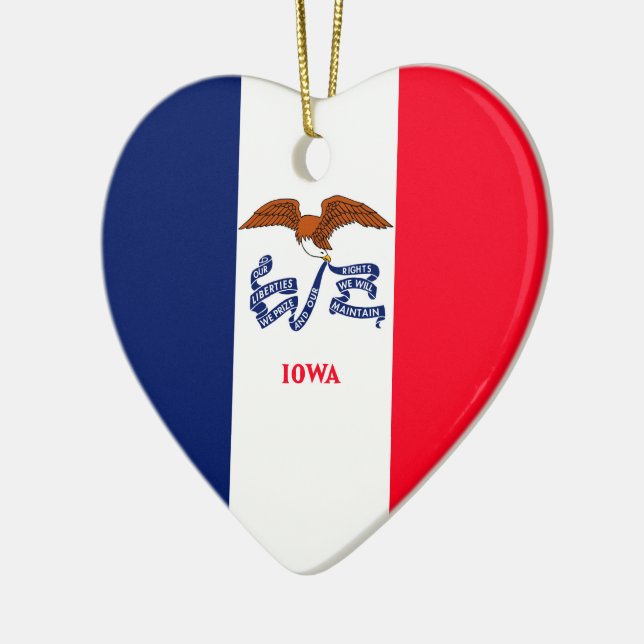 Iowa State Flag Design Ceramic Tree Decoration (Left)