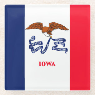 Iowa State Flag Design Decor Glass Coaster