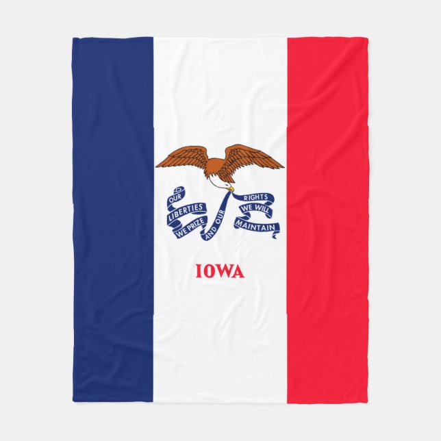 Iowa State Flag Design Fleece Blanket (Front)