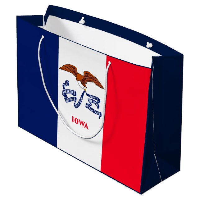 Iowa State Flag Design Large Gift Bag (Back Angled)