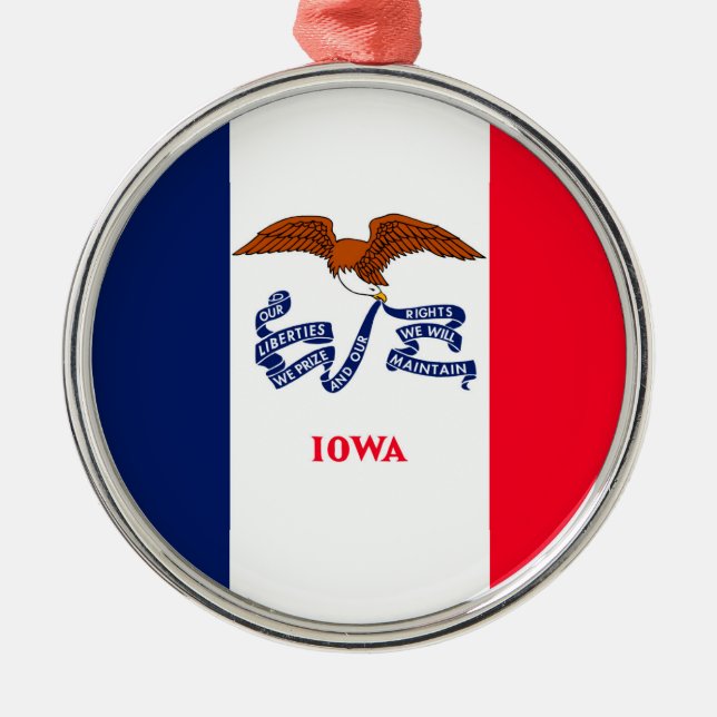 Iowa State Flag Design Metal Tree Decoration (Front)