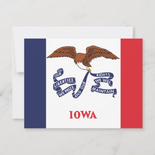 Iowa State Flag Hawkeye State Eagle & Motto  Postcard