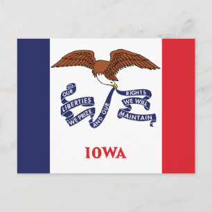 Iowa State Flag Hawkeye State Eagle & Motto Postcard