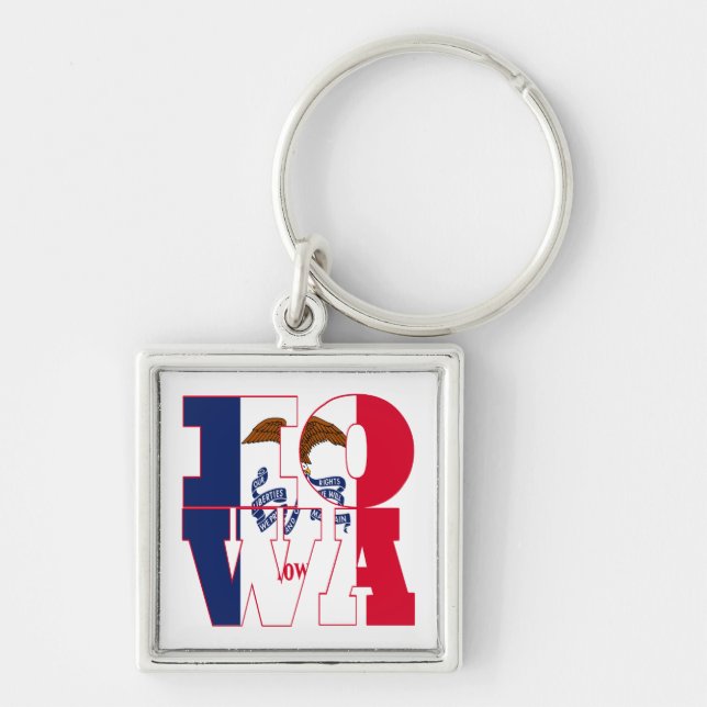 Iowa state flag text key ring (Front)