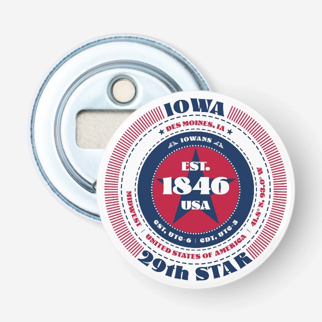 Iowa State Information Circle Bottle Opener (Front)