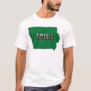 Iowa State Map Green Outline & Photo Text Unisex T-Shirt