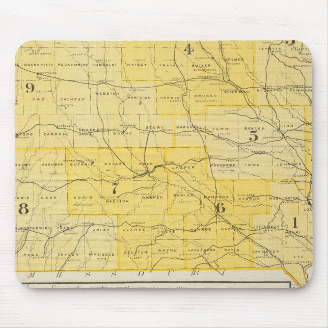 Iowa State Maps Mouse Mat (Front)