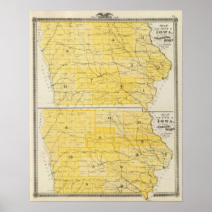 Iowa State Maps Poster