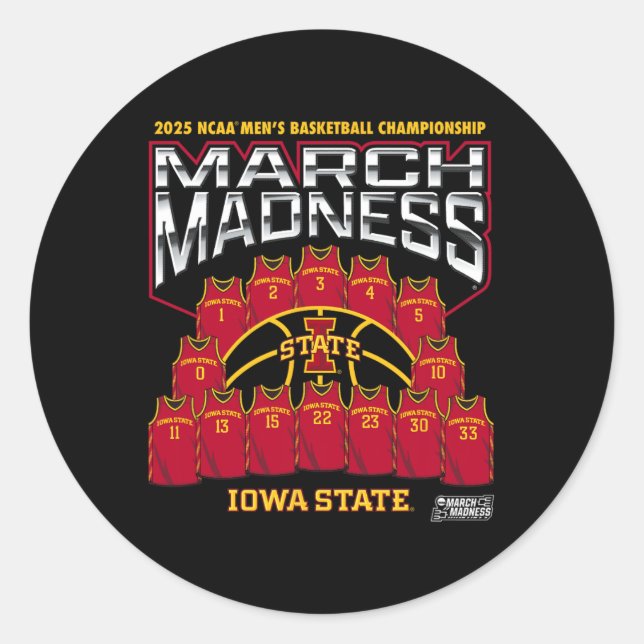 Iowa State March Madness 2025 Men's Sketll Nil  Classic Round Sticker (Front)