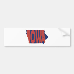 Iowa State Name Word Art Red Bumper Sticker