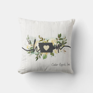 Iowa State Personalised Your Home City Rustic Chic Cushion