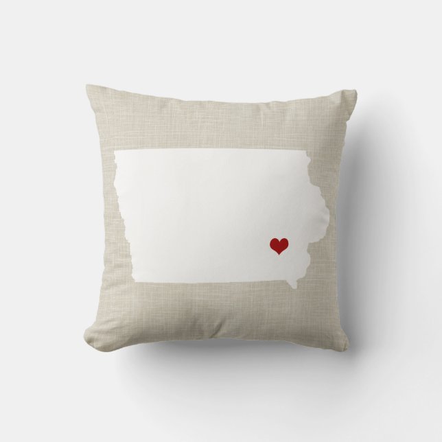 Iowa State Pillow Faux Linen Personalised (Front)