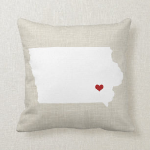 Iowa State Pillow Faux Linen Personalised