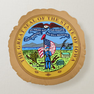 Iowa State Seal Round Cushion
