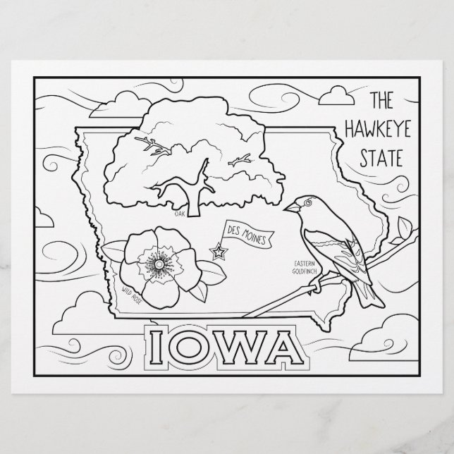 iowa state shape and facts colouring page (Front)