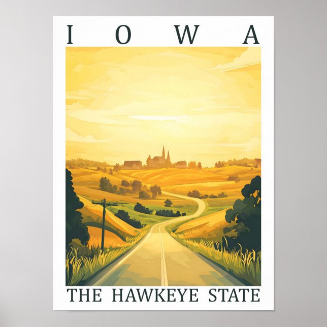 Iowa the Hawkeye State USA Travel Place Poster (Front)