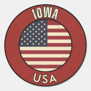 Iowa United States of America Classic Round Sticker