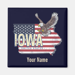 Iowa United States Retro State Map Vintage USA Magnet