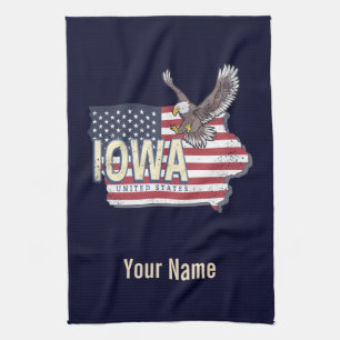 Iowa United States Retro State Map Vintage USA Tea Towel