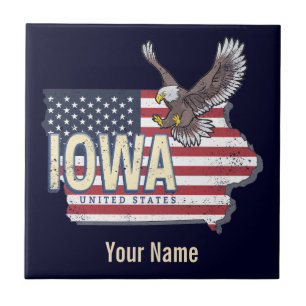 Iowa United States Retro State Map Vintage USA Tile