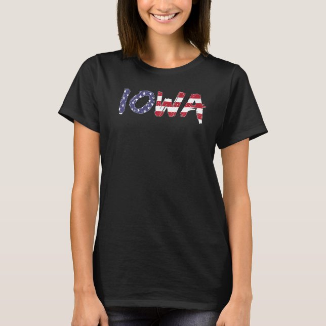 Iowa US States America USA USA Flag Iowa Flag T-Shirt (Front)