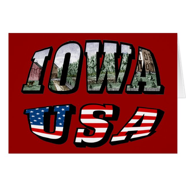 Iowa USA Flag & State Photo Text (Front Horizontal)