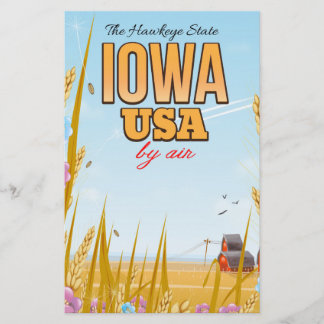 Iowa USA "The Hawkeye State"Cartoon travel poster. Stationery