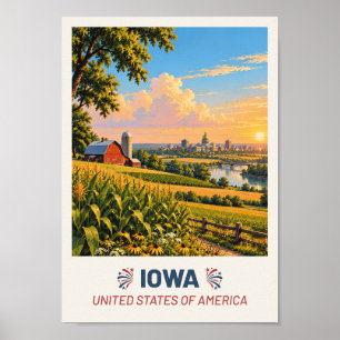 Iowa USA – Vintage Travel Poster