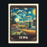Iowa | Vincent Van Gogh Inspired Postcard<br><div class="desc">Embark on a painterly journey through the heartland with "Iowa | Vincent van Gogh Inspired Postcard." This postcard transforms Iowa's quintessential landscapes – from its rolling farmlands to the serene Des Moines River – into a canvas that echoes the vivid, swirling style of Vincent van Gogh. Capturing the essence of...</div>