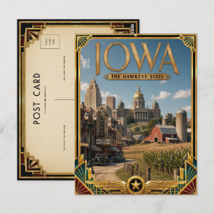 Iowa Vintage Art Deco Golden Age Postcard