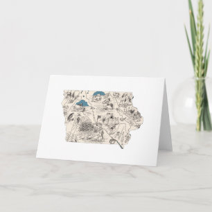 Iowa Vintage Picture Map Large Greeting Card