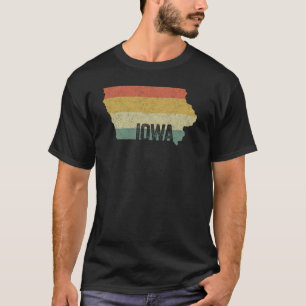 Iowa Vintage Retro Sunset State Map Distressed  T-Shirt