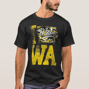 Iowa Wave Football Distressed Iowa State Map Camo T-Shirt