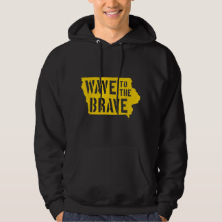 Iowa Wave to the Brave Stencil Letter Black Gold B Hoodie