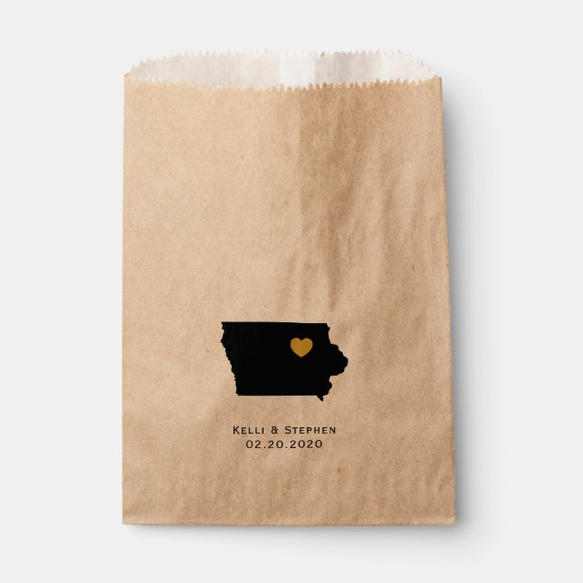 Iowa Wedding Favour Treat Sacks, Gift Bags (Front)