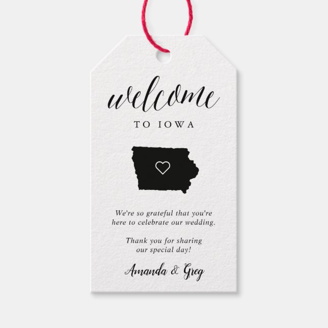 Iowa Wedding Welcome Gift Tags (Front)