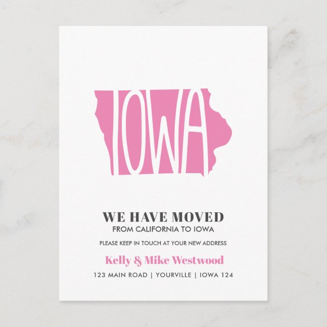 IOWA We've moved New address New Home Postcard (Front)