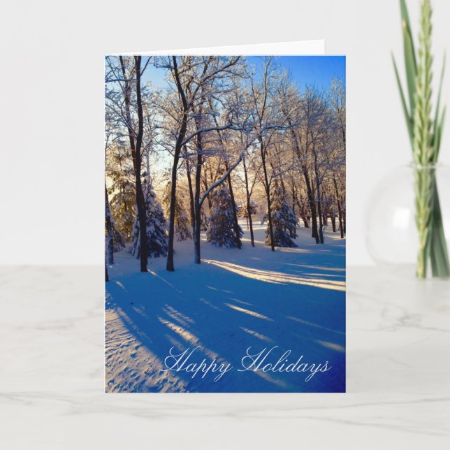 Iowa Winter Morning Scene Holiday Card (Front)