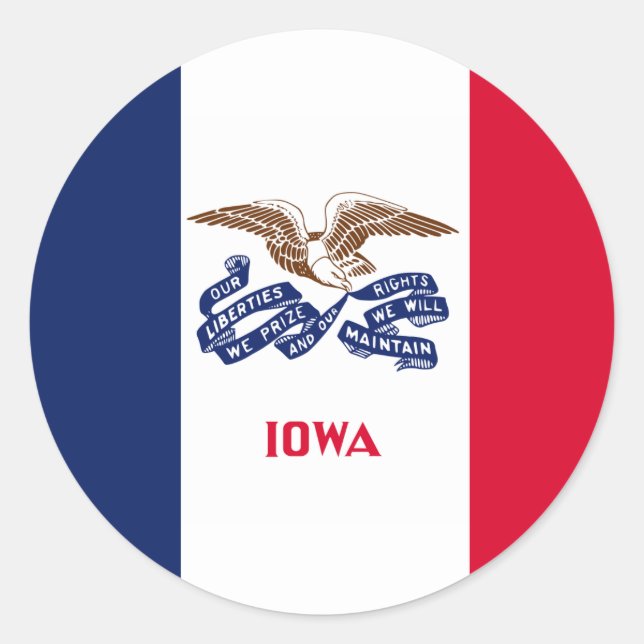 Iowan Flag, Flag of Iowa Classic Round Sticker (Front)