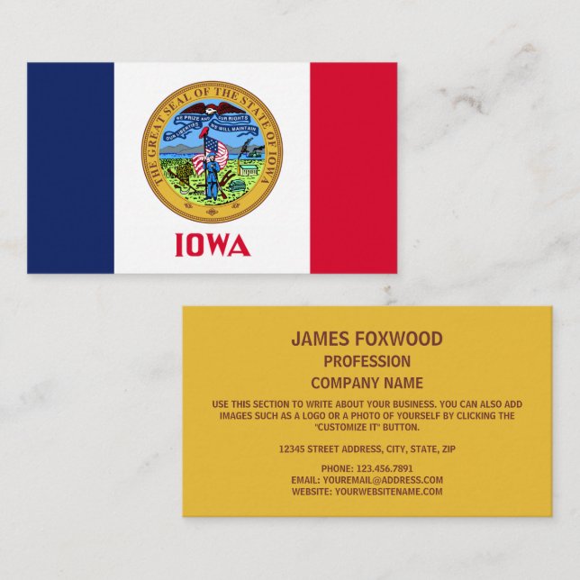 Iowan Flag & Seal, Flag of Iowa Business Card (Front/Back)