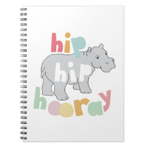 ip Hip Hooray Gray Hippo Drawing Cute Animal Art Notebook