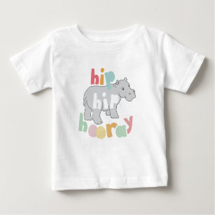 ip Hip Hooray Grey Hippo Drawing Cute Animal Art Baby T-Shirt