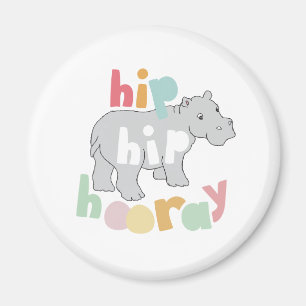 ip Hip Hooray Grey Hippo Drawing Cute Animal Art Magnet