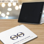 iPad Case with Custom Logo<br><div class="desc">Elevate your business image with this sleek and customisable iPad case, perfect for professionals looking to showcase their brand. Designed in clean white with timeless navy blue and gold accents, this case offers a modern, minimalist look while featuring space for your business logo, company name, website, and contact information. Ideal...</div>