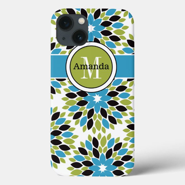 iPad Mini Case | Floral | Blue, Green, White (Back)