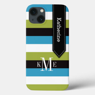 iPad Mini Case   Stripes   Blue Green Black White