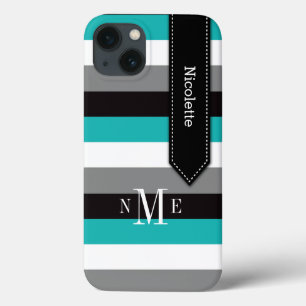 iPad Mini Case Stripes Turquoise, Black, Grey
